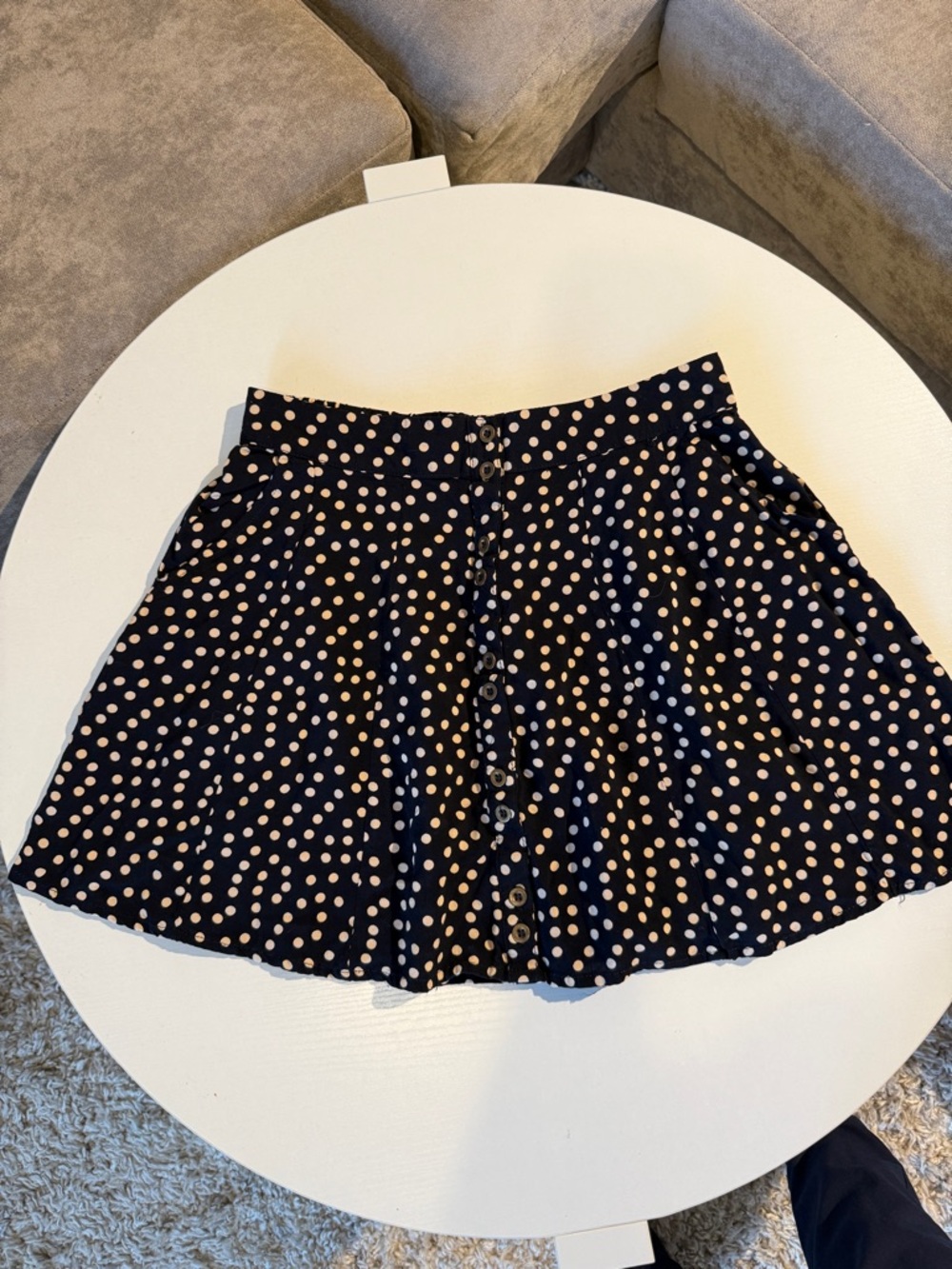 ezra Navy Blue Polka Dot Button-Front Mini Skirt